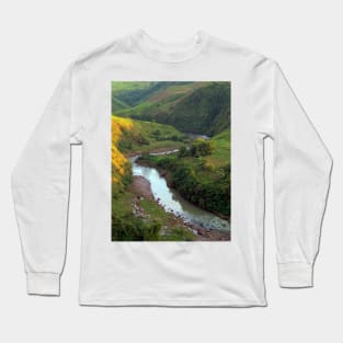 Mountain and River Landscape in Pandanon Silos, Negros Occidental, Philippines Long Sleeve T-Shirt